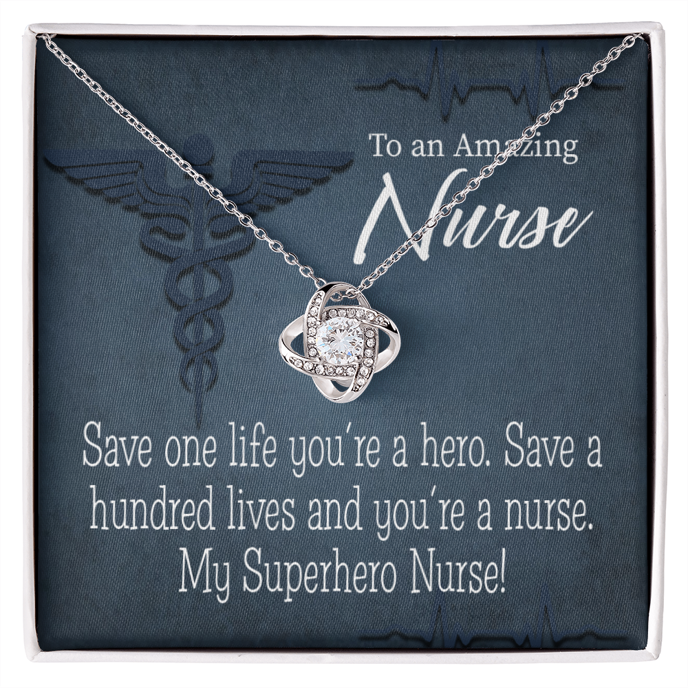 My Superhero Nurse! Healthcare Medical Worker Nurse Appreciation Gift Infinity Knot Necklace Message Card-Express Your Love Gifts