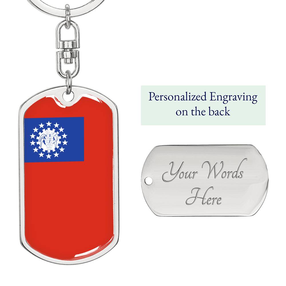 Myanmar Flag Keychain Dog Tag Stainless Steel or 18k Gold-Express Your Love Gifts