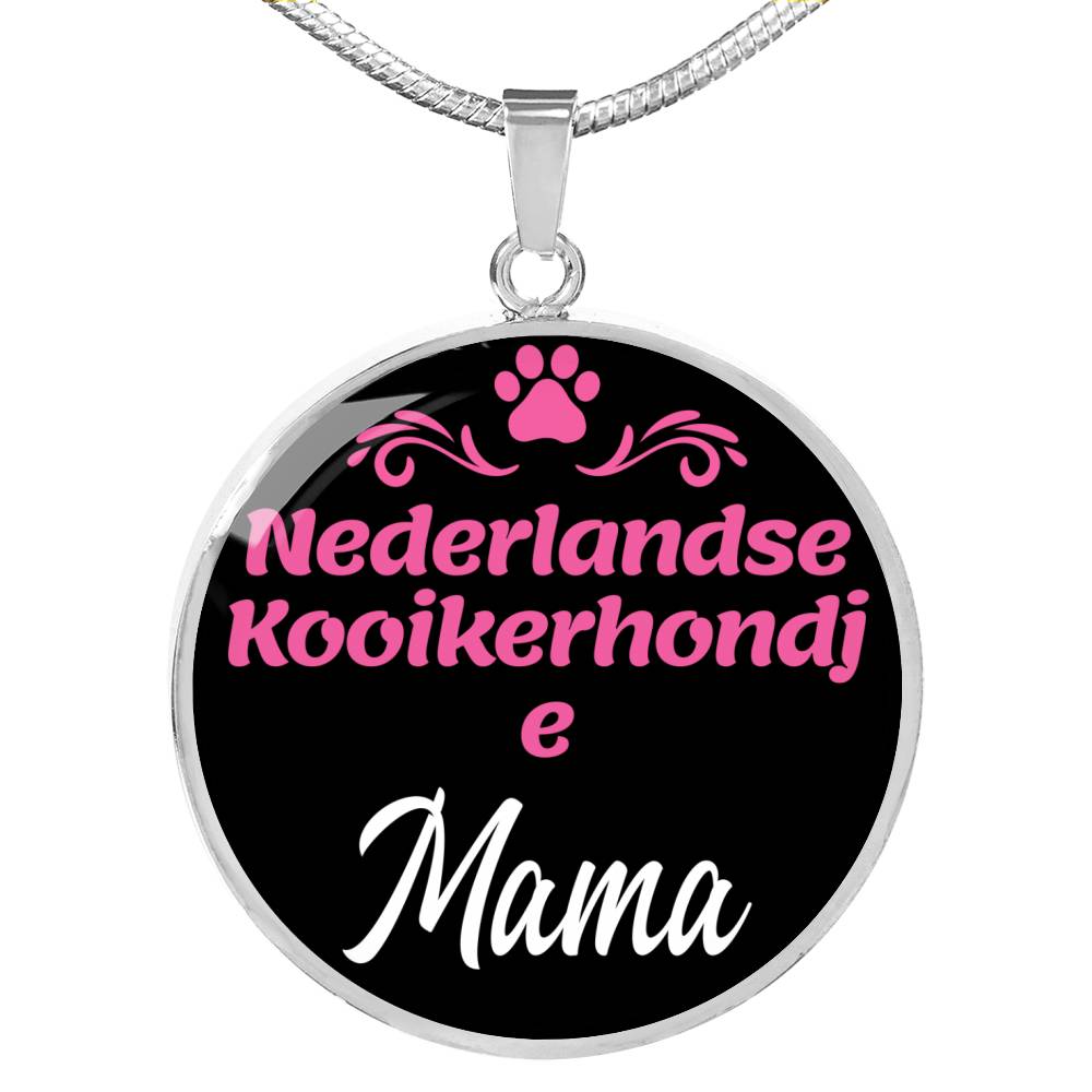 Nederlandse Kooikerhondje Mama Necklace Circle Pendant Stainless Steel or 18k Gold 18-22" Dog Mom Pendant-Express Your Love Gifts