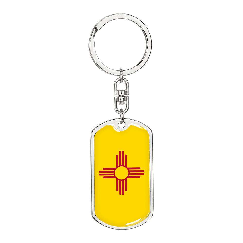 New Mexico State Flag Keychain Dog Tag Stainless Steel or 18k Gold-Express Your Love Gifts