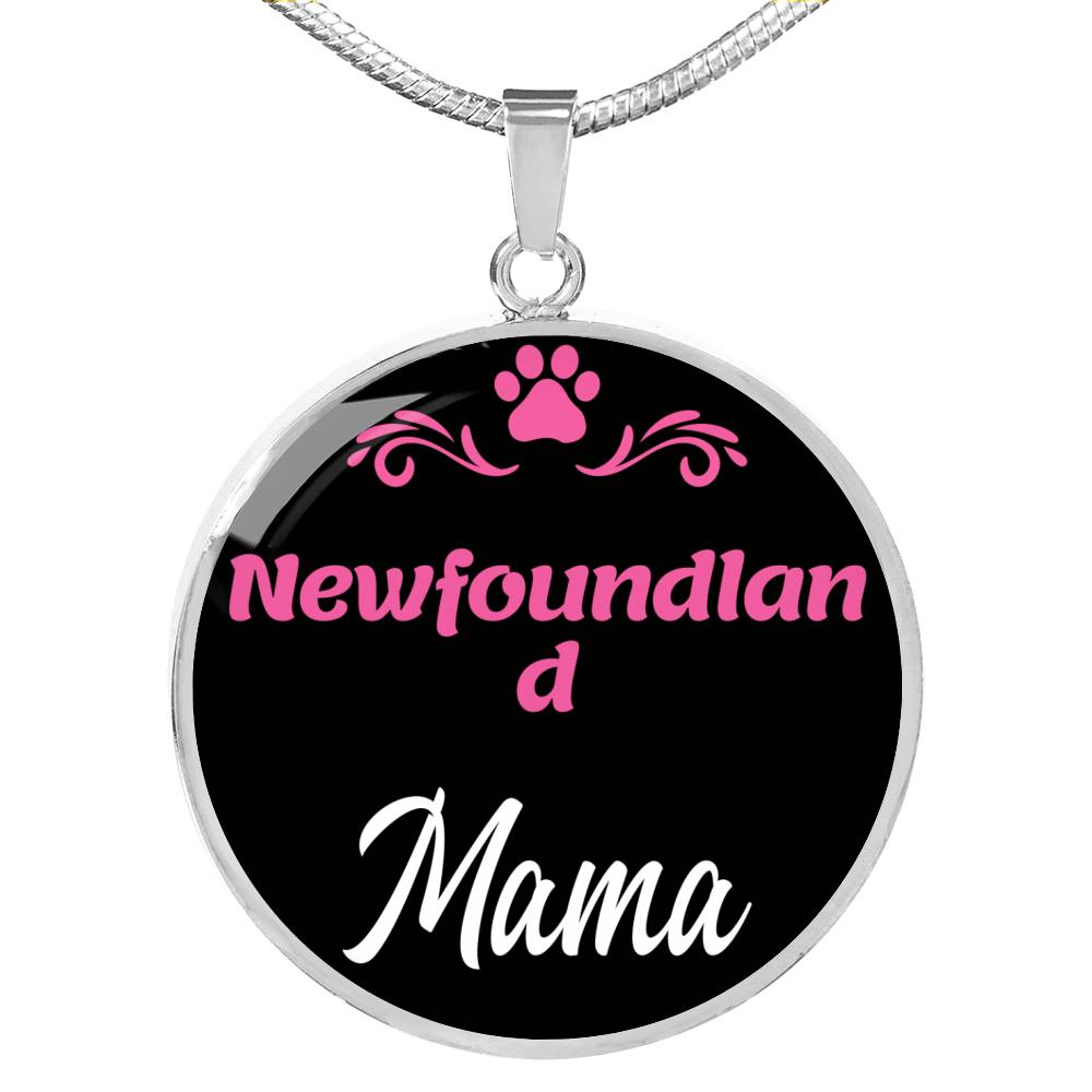 Newfoundland Mama Necklace Circle Pendant Stainless Steel or 18k Gold 18-22" Dog Mom Pendant-Express Your Love Gifts