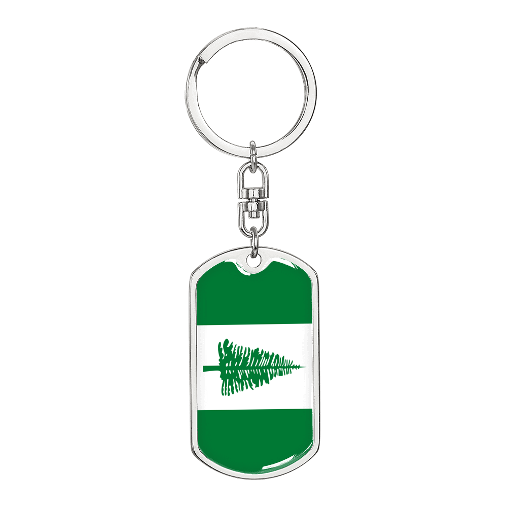 Norfolk Island Flag Swivel Keychain Dog Tag Stainless Steel or 18k Gold-Express Your Love Gifts