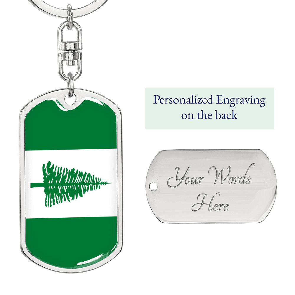 Norfolk Island Flag Swivel Keychain Dog Tag Stainless Steel or 18k Gold-Express Your Love Gifts