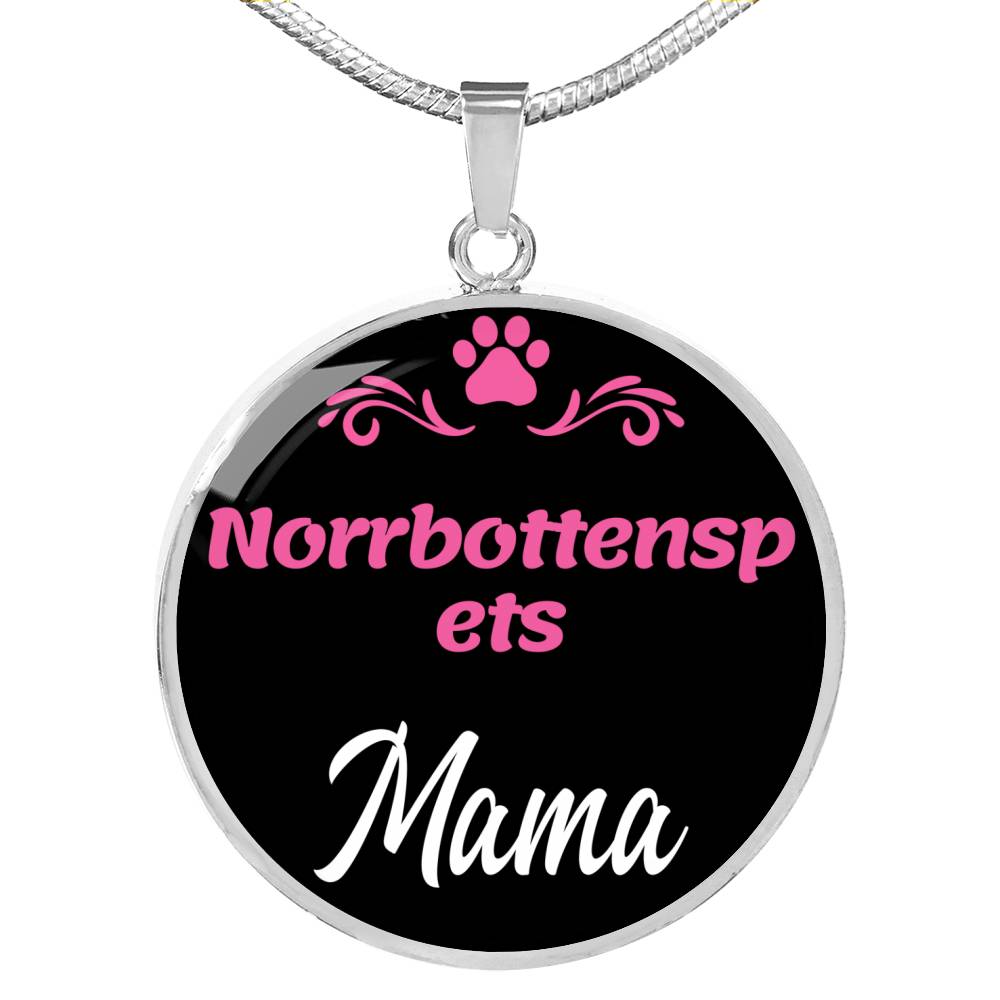 Norrbottenspets Mama Necklace Circle Pendant Stainless Steel or 18k Gold 18-22" Dog Mom Pendant-Express Your Love Gifts