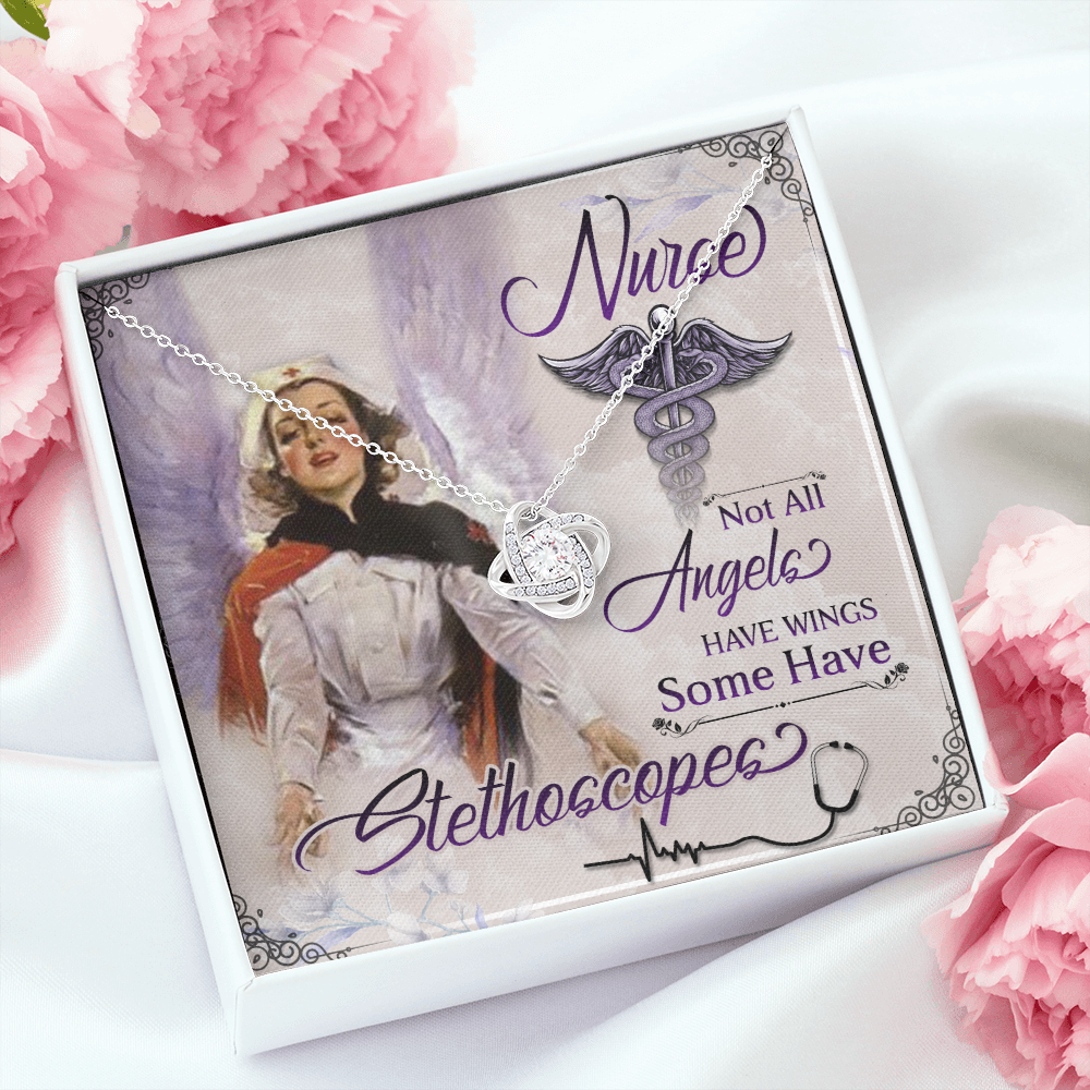 Not All Angels Have Wings Healthcare Medical Worker Nurse Appreciation Gift Infinity Knot Necklace Message Card-Express Your Love Gifts