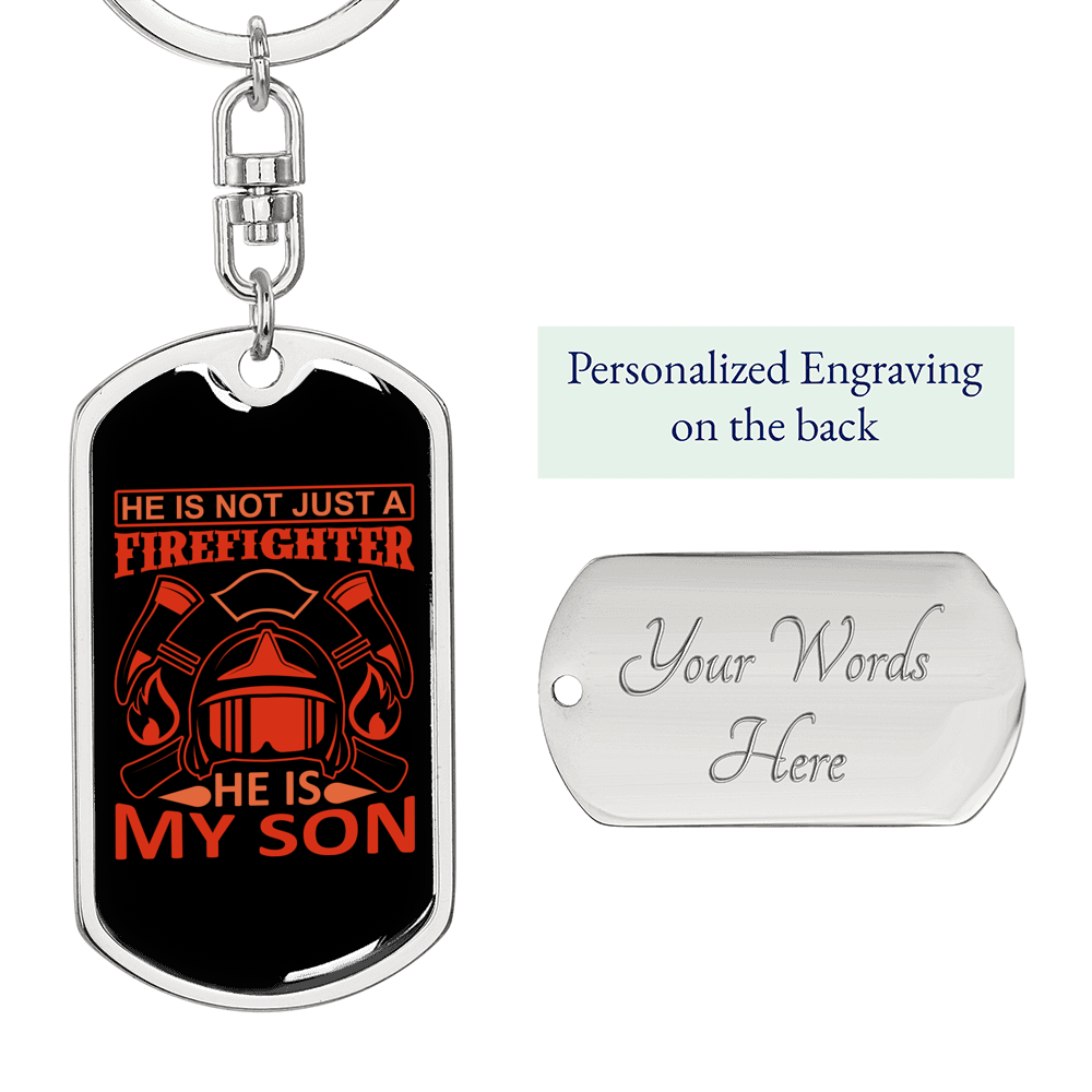 Not Just A Firefighter Keychain Stainless Steel or 18k Gold Dog Tag Keyring-Express Your Love Gifts