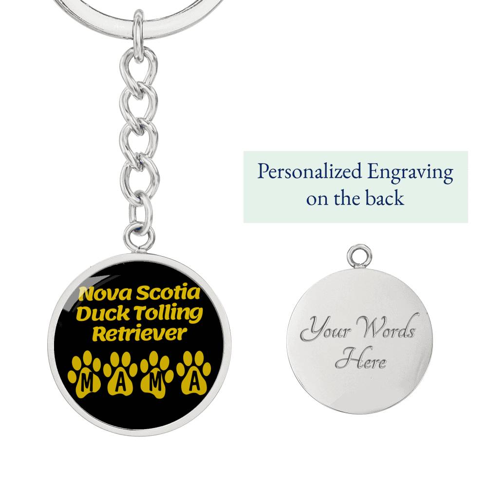 Nova Scotia Duck Tolling Retriever Mama Circle Keychain Stainless Steel or 18k Gold Dog Mom Pendant-Express Your Love Gifts