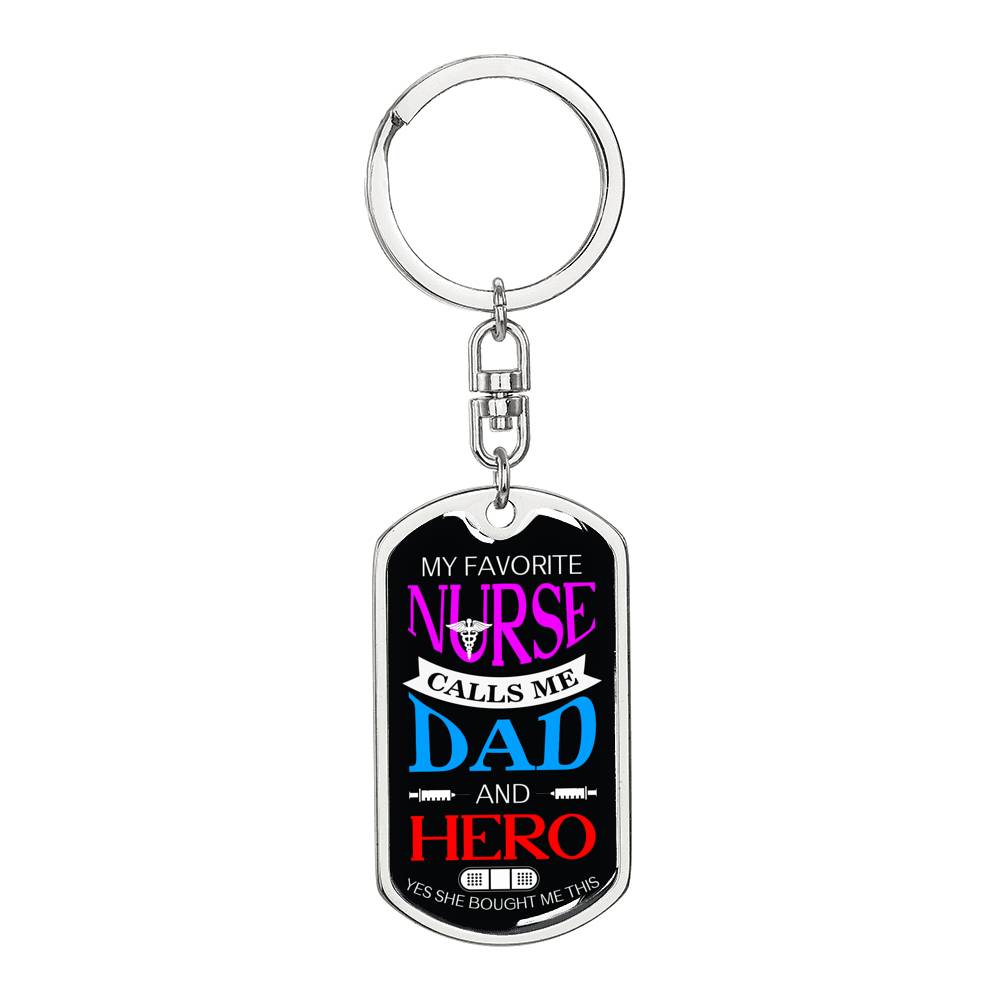 Nurse Dad Dog Tag Pendant Keychain Stainless Steel or 18k Gold-Express Your Love Gifts