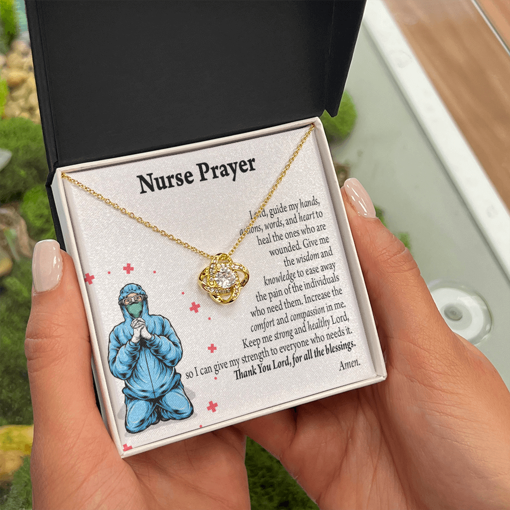 Nurse Prayer Healthcare Medical Worker Nurse Appreciation Gift Infinity Knot Necklace Message Card-Express Your Love Gifts