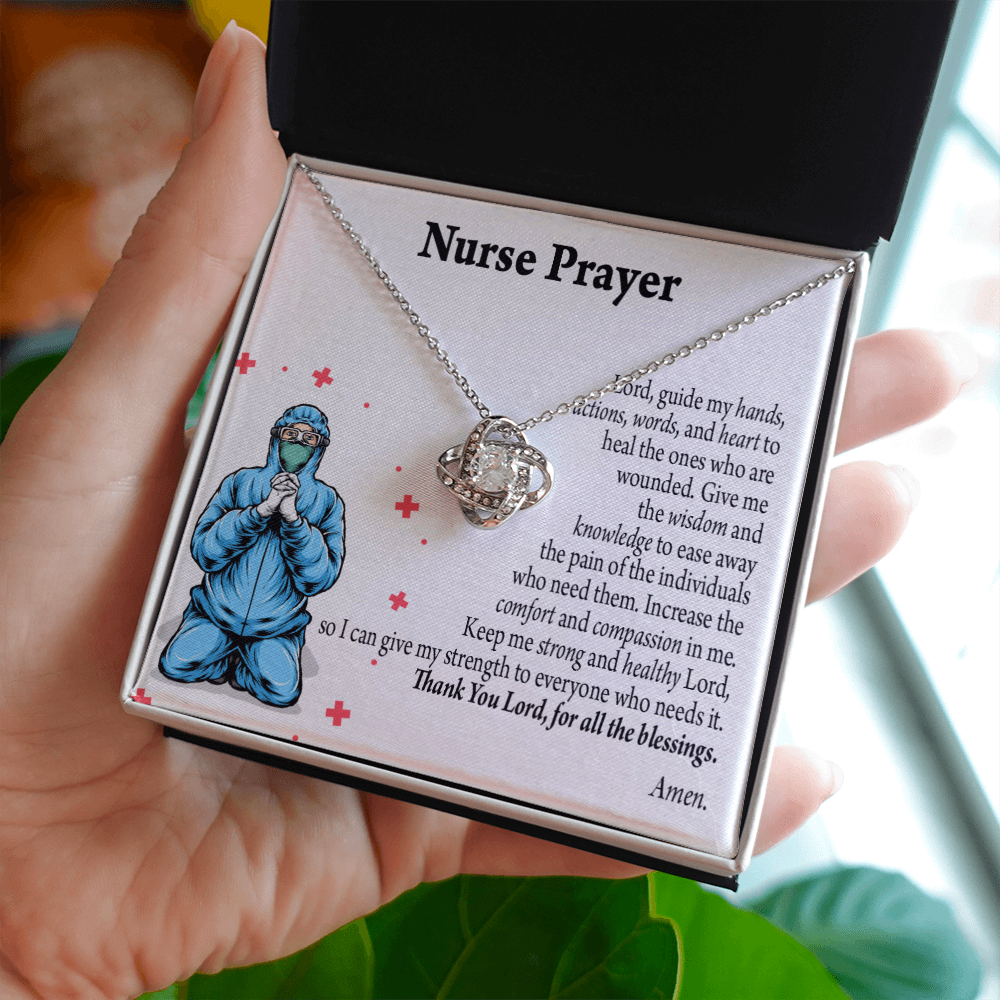 Nurse Prayer Healthcare Medical Worker Nurse Appreciation Gift Infinity Knot Necklace Message Card-Express Your Love Gifts
