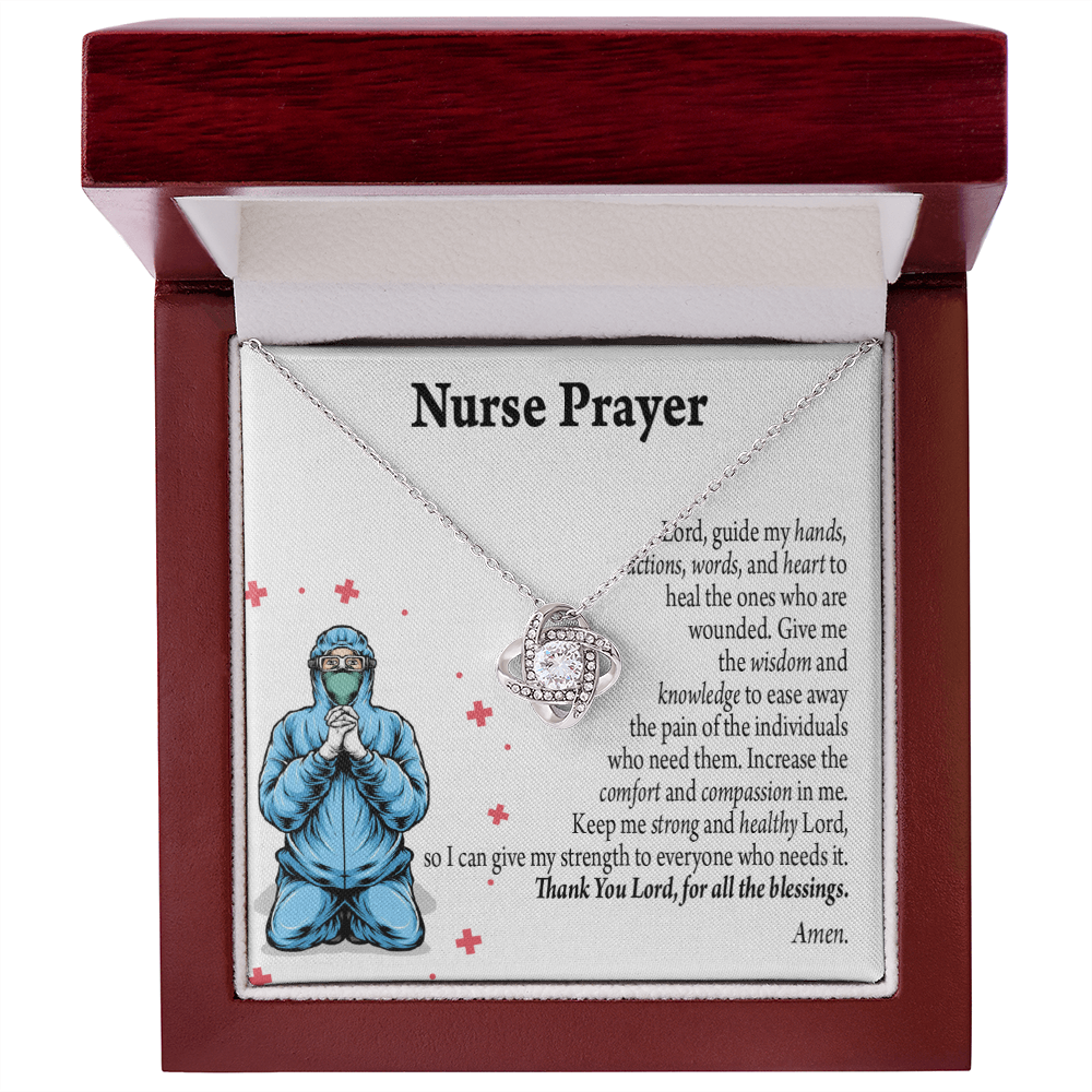 Nurse Prayer Healthcare Medical Worker Nurse Appreciation Gift Infinity Knot Necklace Message Card-Express Your Love Gifts