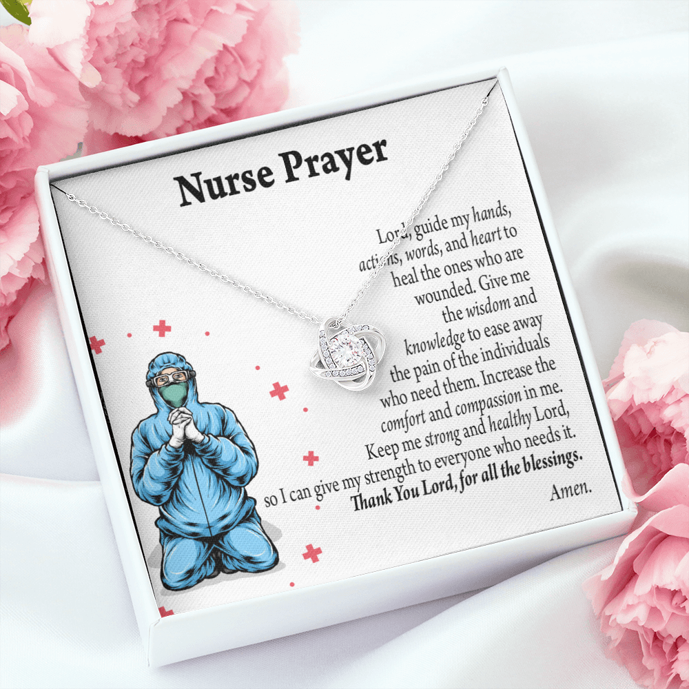 Nurse Prayer Healthcare Medical Worker Nurse Appreciation Gift Infinity Knot Necklace Message Card-Express Your Love Gifts