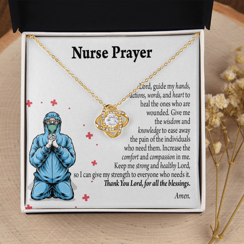 Nurse Prayer Healthcare Medical Worker Nurse Appreciation Gift Infinity Knot Necklace Message Card-Express Your Love Gifts