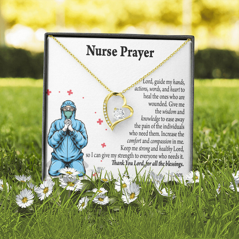 Nurse Prayer Healthcare Medical Worker Nurse Appreciation Gift Necklace Forever Necklace w Message Card-Express Your Love Gifts