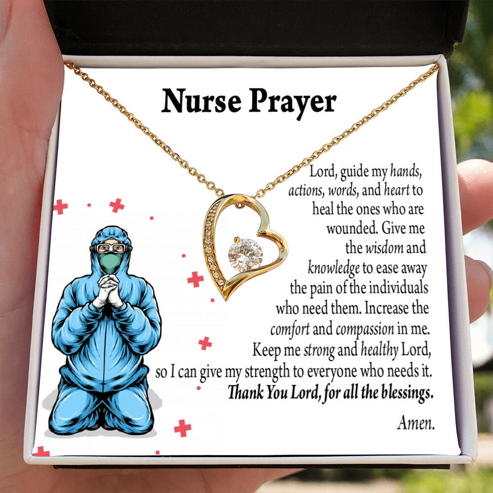 Nurse Prayer Healthcare Medical Worker Nurse Appreciation Gift Necklace Forever Necklace w Message Card-Express Your Love Gifts