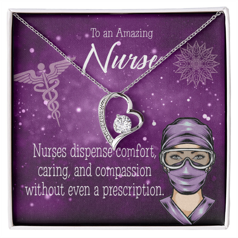 Nurse RN Caduceus Healthcare Medical Worker Nurse Appreciation Gift Forever Necklace w Message Card-Express Your Love Gifts