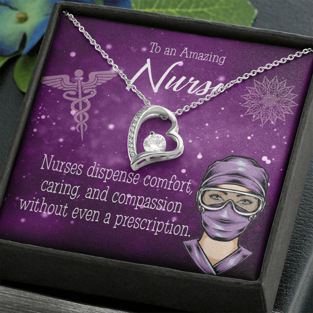 Nurse RN Caduceus Healthcare Medical Worker Nurse Appreciation Gift Forever Necklace w Message Card-Express Your Love Gifts