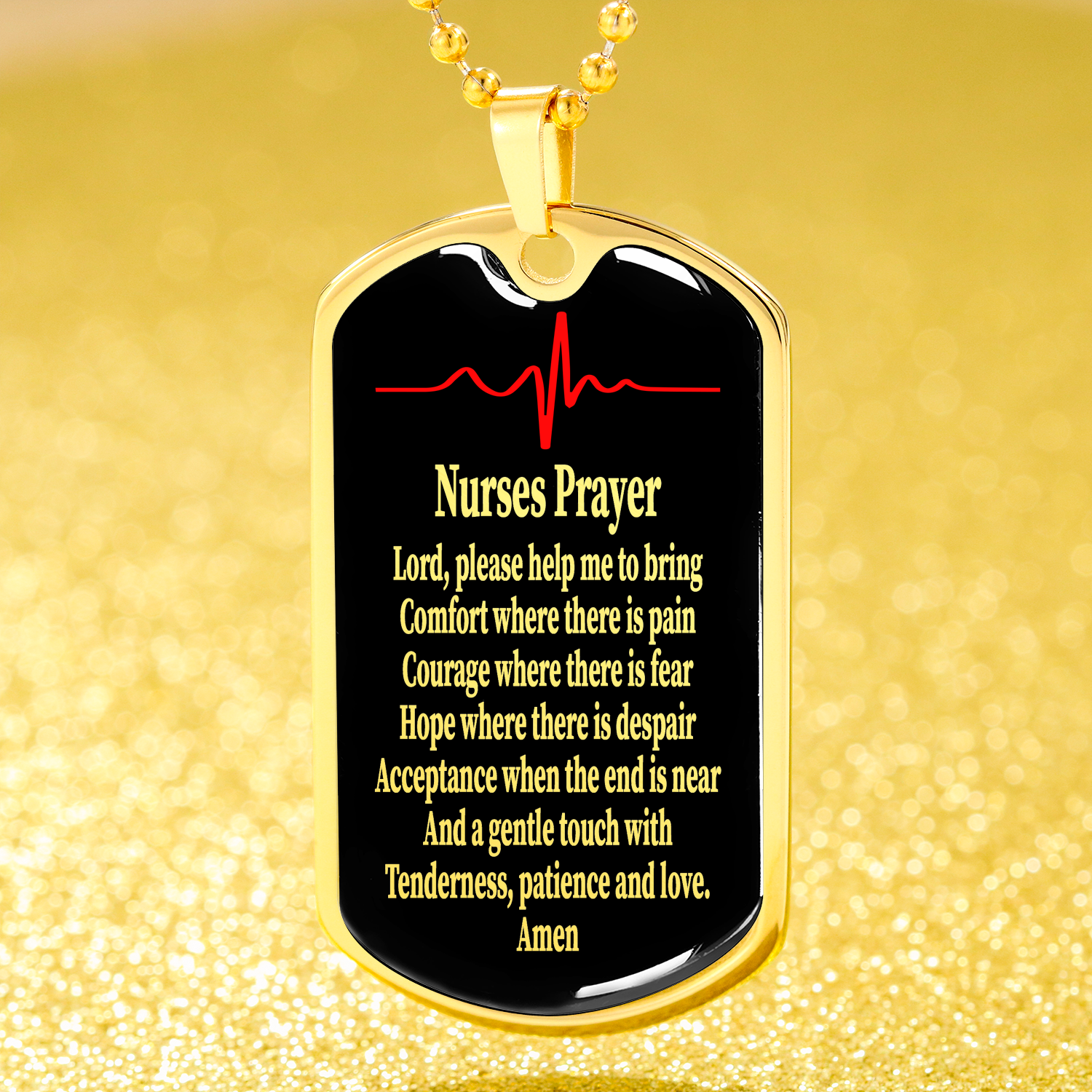 Nurse's Prayer Gift Stainless Steel or 18k Gold Dog Tag 24"-Express Your Love Gifts