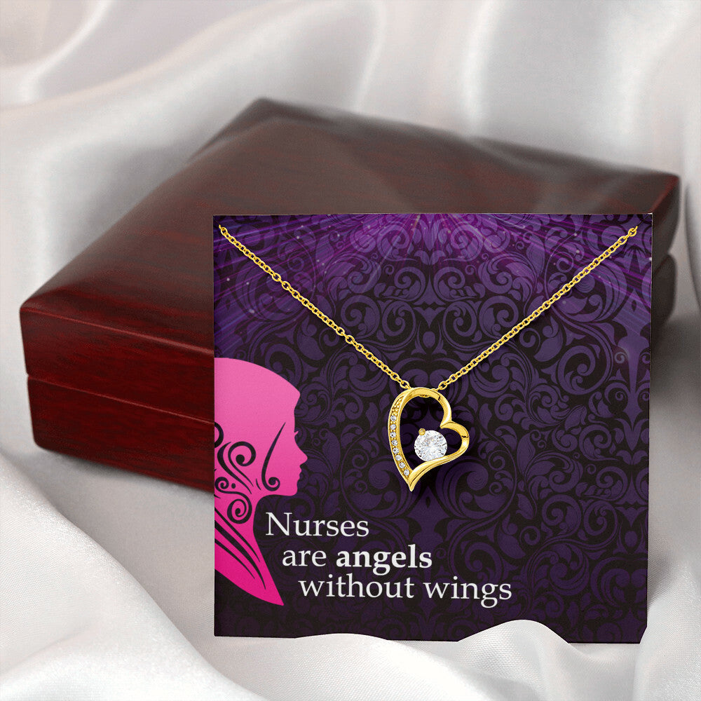 Nurses are Angels Healthcare Medical Worker Nurse Appreciation Gift Forever Necklace w Message Card-Express Your Love Gifts