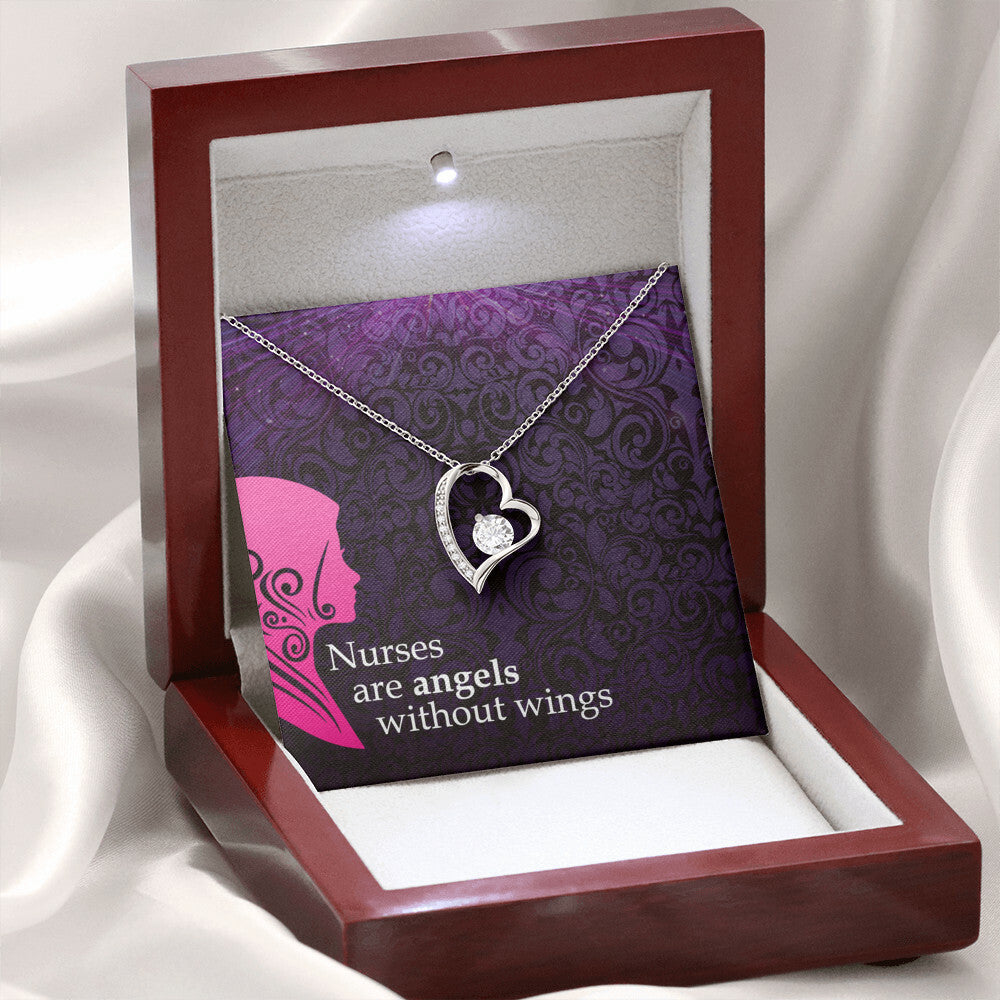 Nurses are Angels Healthcare Medical Worker Nurse Appreciation Gift Forever Necklace w Message Card-Express Your Love Gifts