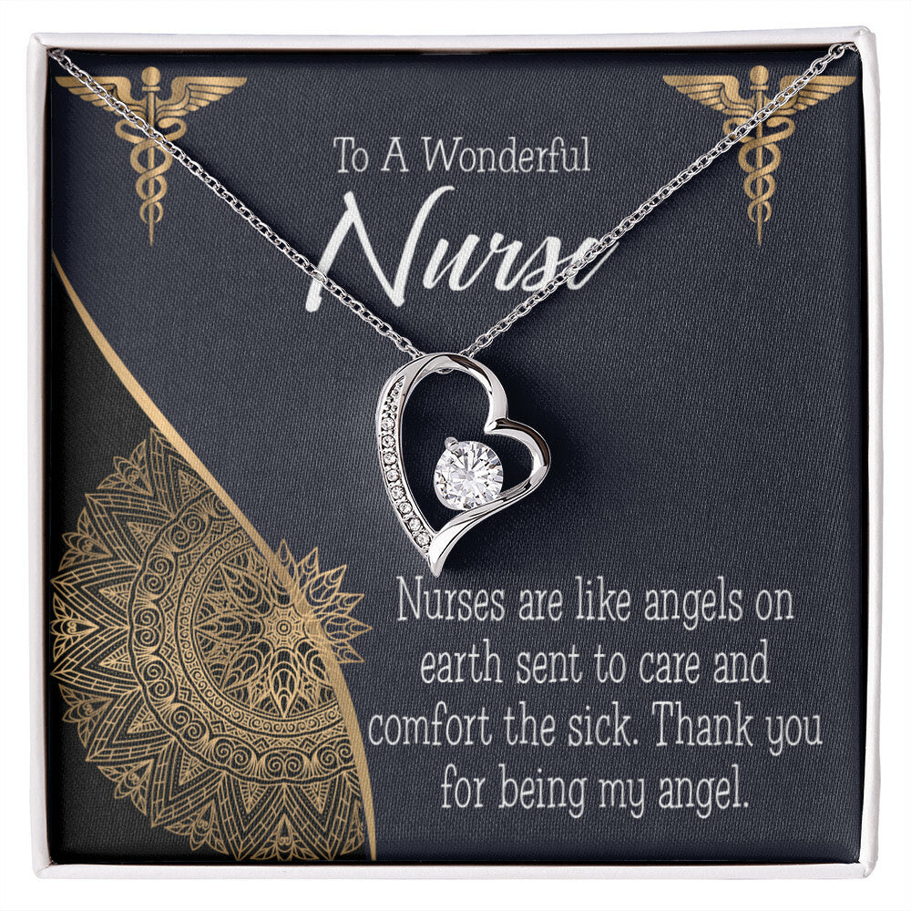 Nurses are Like Angels Healthcare Medical Worker Nurse Appreciation Gift Forever Necklace w Message Card-Express Your Love Gifts