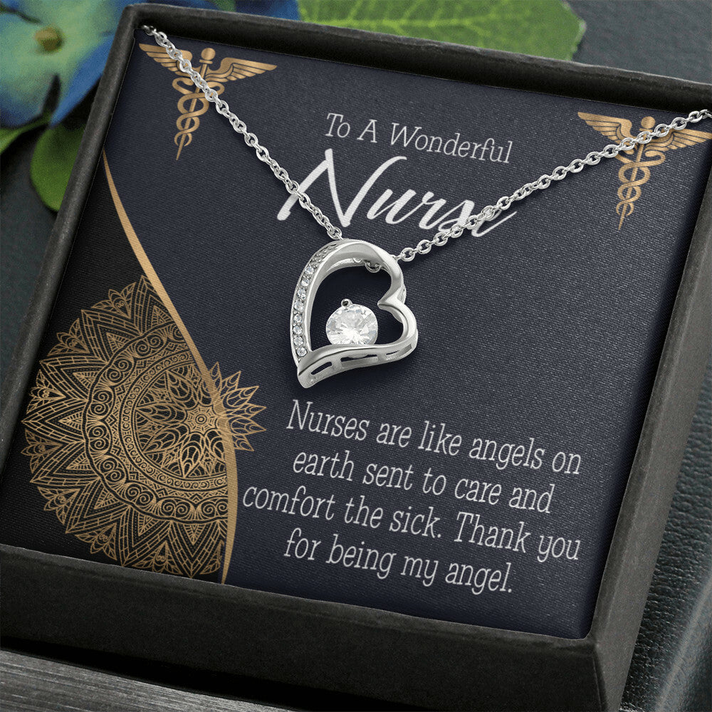 Nurses are Like Angels Healthcare Medical Worker Nurse Appreciation Gift Forever Necklace w Message Card-Express Your Love Gifts