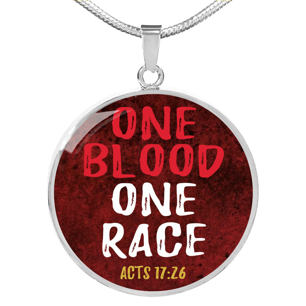 One Blood One Race Acts 17:26 Bible Verse Circle Necklace Stainless Steel or 18k Gold 18-22"-Express Your Love Gifts