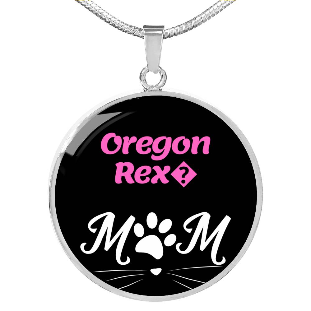 oregon Rex Cat Mom Necklace Circle Pendant Stainless Steel or 18k Gold 18-22"-Express Your Love Gifts