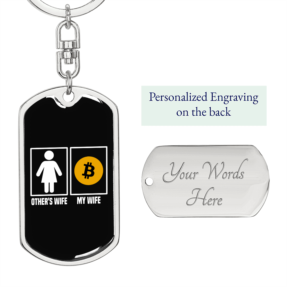 Other's Wife Crypto Keychain Stainless Steel or 18k Gold Dog Tag Keyring-Express Your Love Gifts