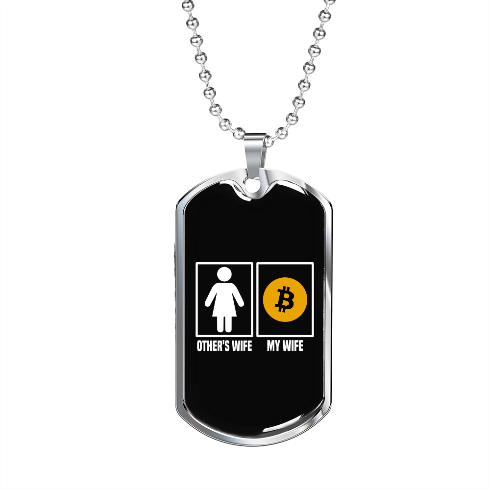 Other's Wife Crypto Necklace Stainless Steel or 18k Gold Dog Tag 24" Chain-Express Your Love Gifts