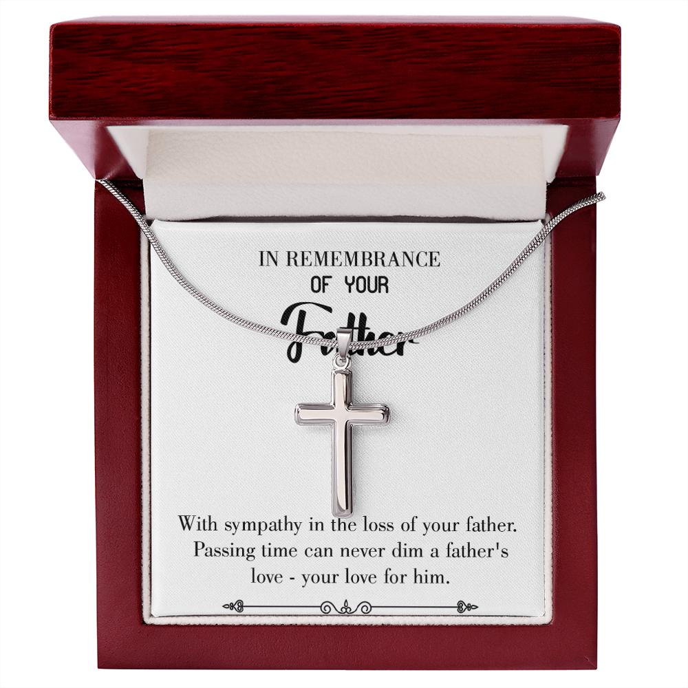 Passing Time Dad Memorial Gift Dad Memorial Cross Necklace Sympathy Gift Loss of Father Condolence Message Card-Express Your Love Gifts