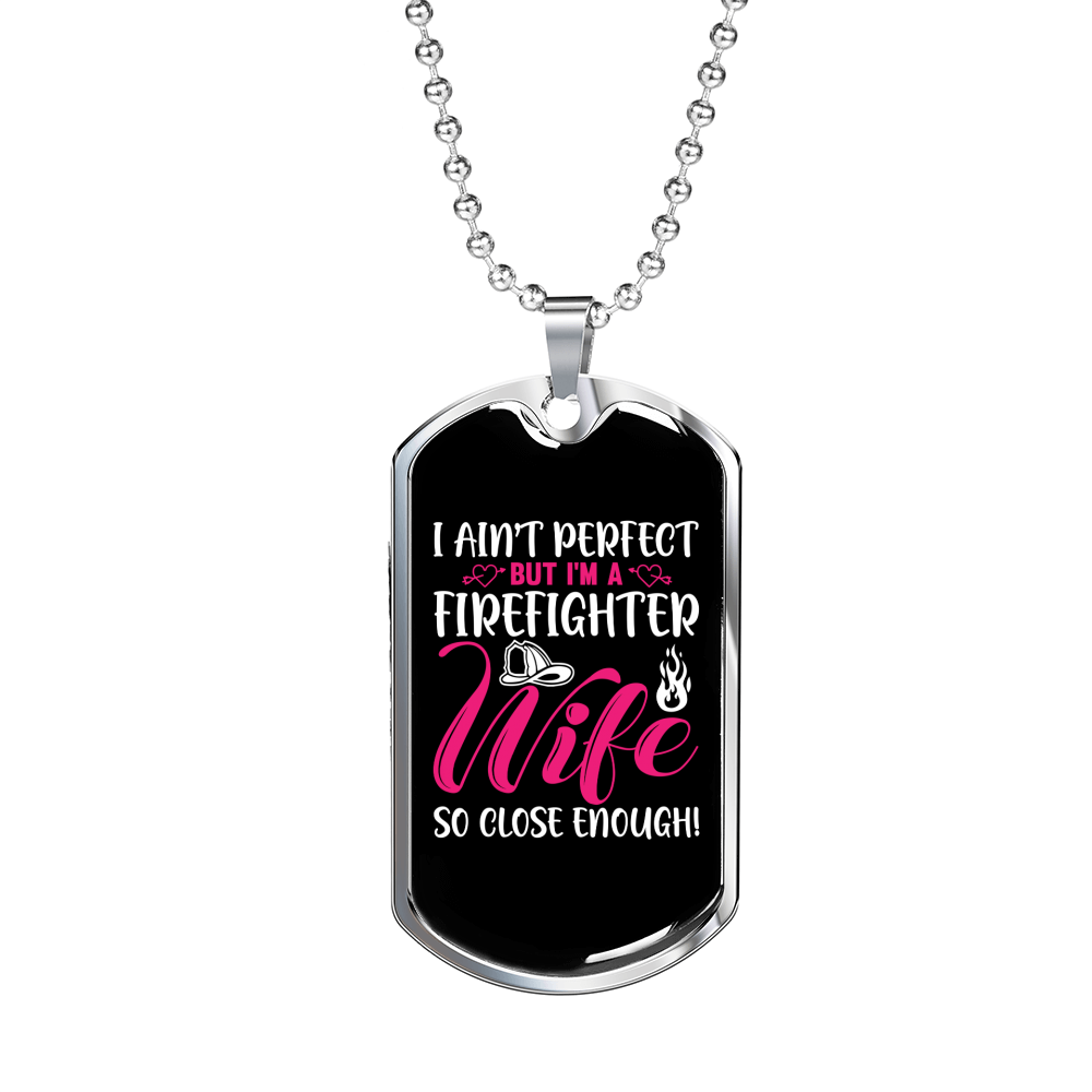 Perfect Firefighter's Wife Necklace Stainless Steel or 18k Gold Dog Tag 24" Chain-Express Your Love Gifts