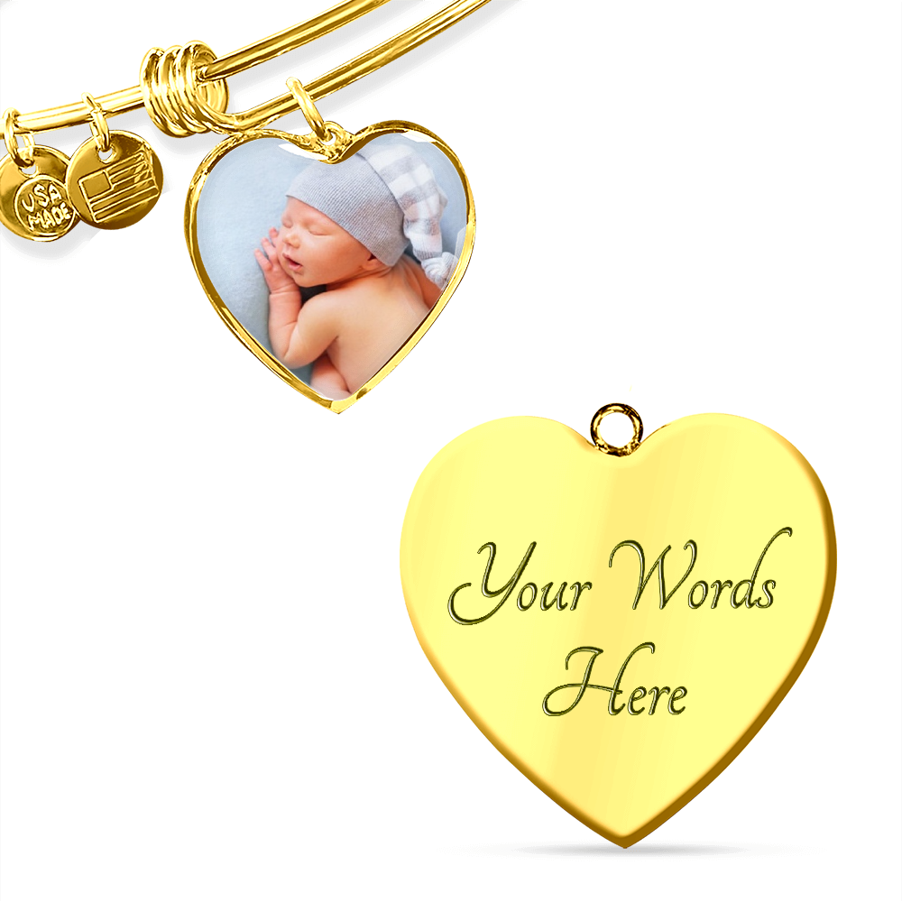 Personalized Expecting Mother Before We Knew You Pregnancy Message Heart Bangle Stainless Steel or 18k Gold 18-22"-Express Your Love Gifts