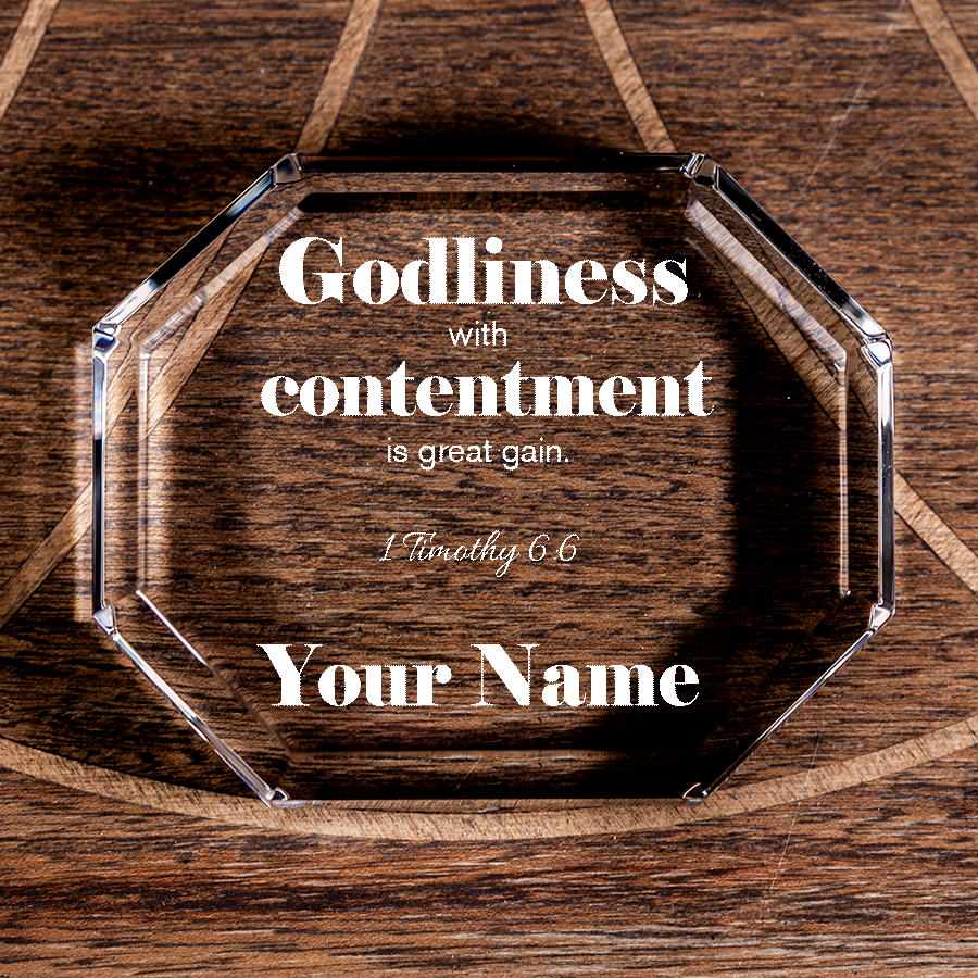 1 Timothy 6:6 Godliness Octagonal Crystal Paperweight Personalized Religious Present Christian Gift-Express Your Love Gifts
