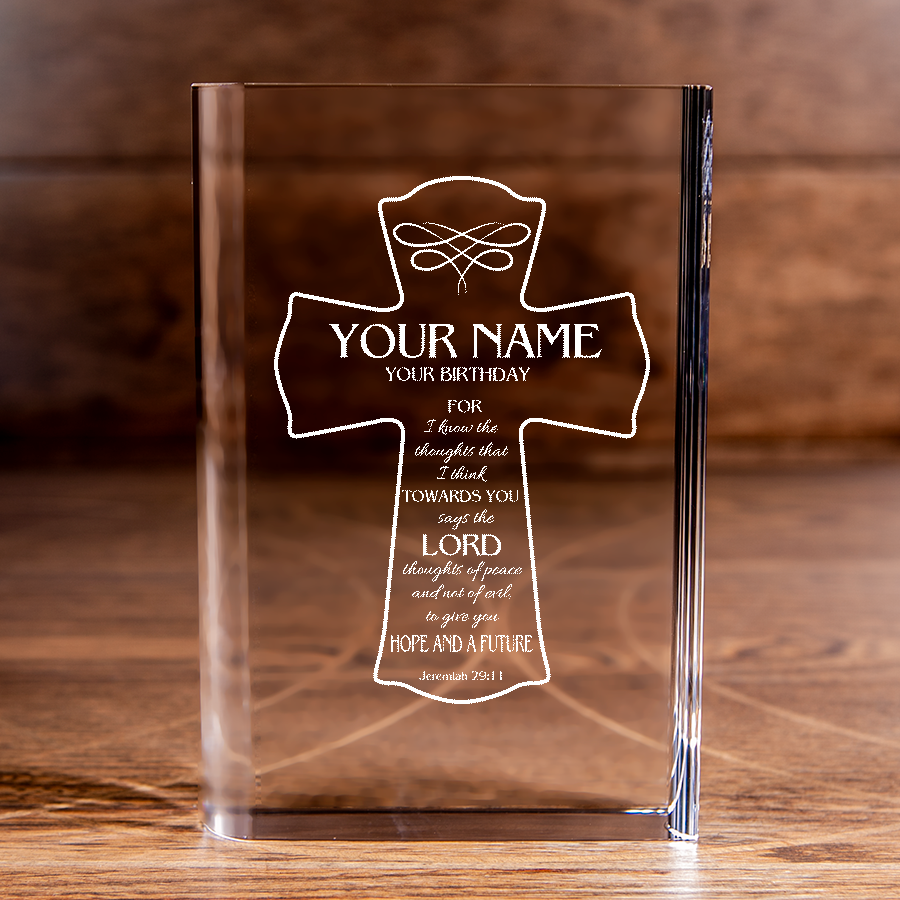 Jeremiah 29:11 Crystal Book with Laser Engraved Hope and Future - Sophisticated Religious Present for Committed Followers Personalized Faith-Based Christian Gift-Express Your Love Gifts