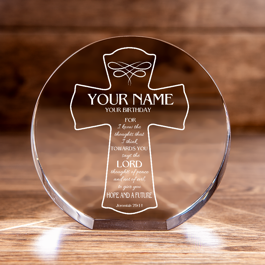 Jeremiah 29:11 Hope and a Future Circle Cut Crystal Personalized Christian Gift-Express Your Love Gifts