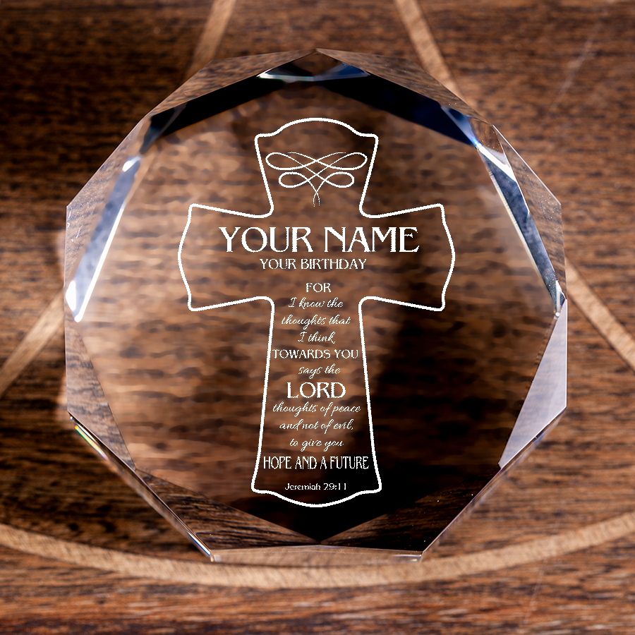 Jeremiah 29:11 Hope and a Future Octagonal Puck Personalized Faith-Based Christian Gift-Express Your Love Gifts