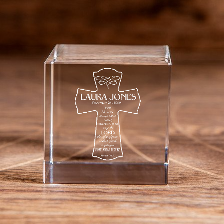 Jeremiah 29:11 Hope and a Future Crystal Cube with Square Cut Personalized Faith-Based Christian Gift-Express Your Love Gifts