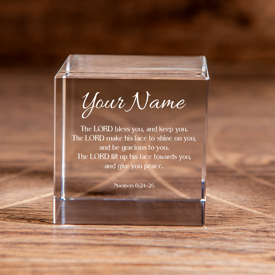 Numbers 6:24-26 Square Cut Crystal Cube The Lord Bless You Personalized Christian Gift-Express Your Love Gifts