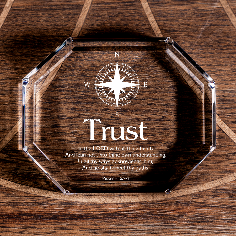 Proverbs 3:5-6 Trust in the Lord Octagonal Crystal Paperweight Christian Gift-Express Your Love Gifts