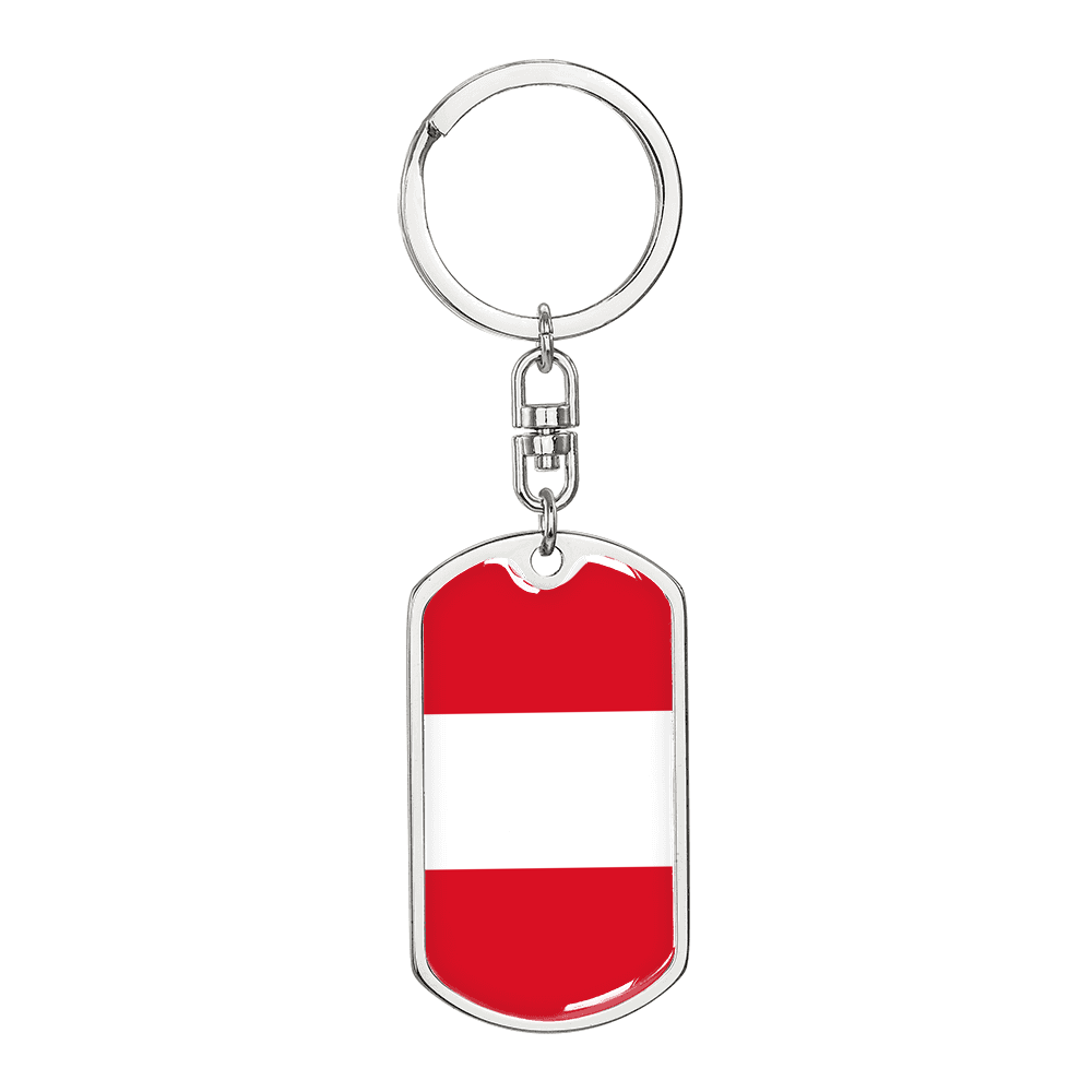 Peru Flag Swivel Keychain Dog Tag Stainless Steel or 18k Gold-Express Your Love Gifts
