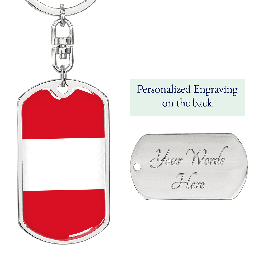 Peru Flag Swivel Keychain Dog Tag Stainless Steel or 18k Gold-Express Your Love Gifts
