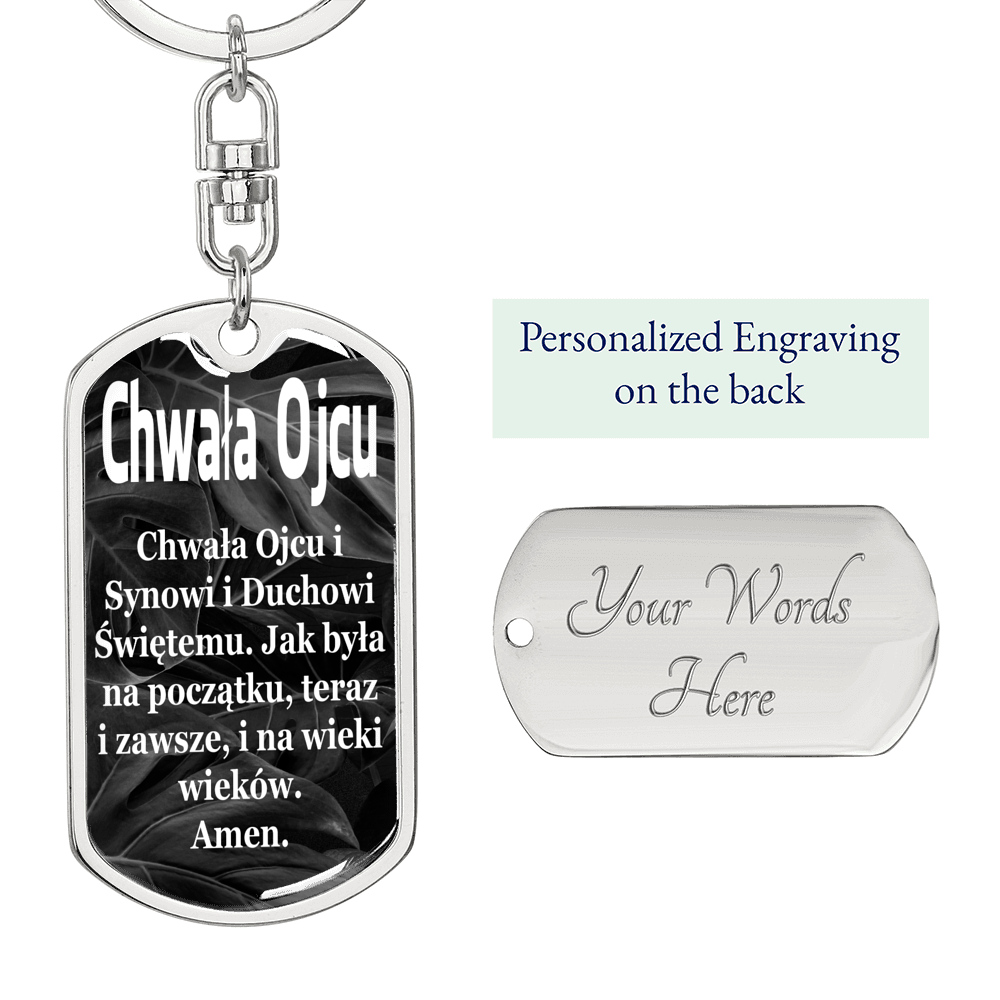 Polish Catholic Glory Be Swivel Keychain Dog Tag Stainless Steel or 18k Gold-Express Your Love Gifts