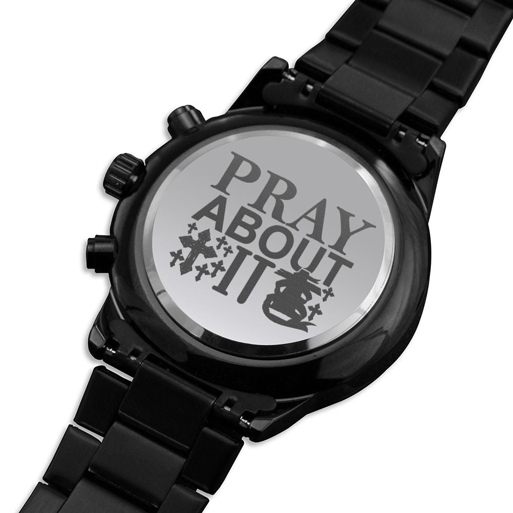 Pray About It Engraved Bible Verse Men's Watch Multifunction Stainless Steel W Copper Dial-Express Your Love Gifts