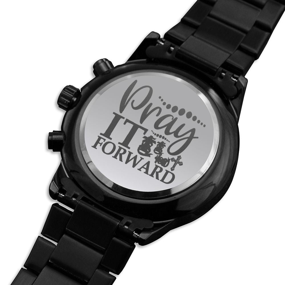 Pray It Forward Engraved Bible Verse Men's Watch Multifunction Stainless Steel W Copper Dial-Express Your Love Gifts