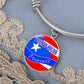 Puerto Rican Princess Flag Stainless Steel or 18k Gold Circle Bangle Bracelet-Express Your Love Gifts