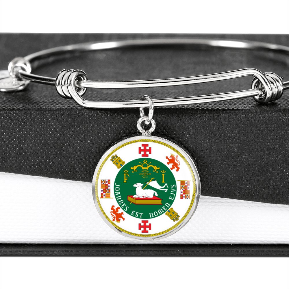 Puerto Rico State Seal Stainless Steel or 18k Gold Circle Bangle Bracelet-Express Your Love Gifts