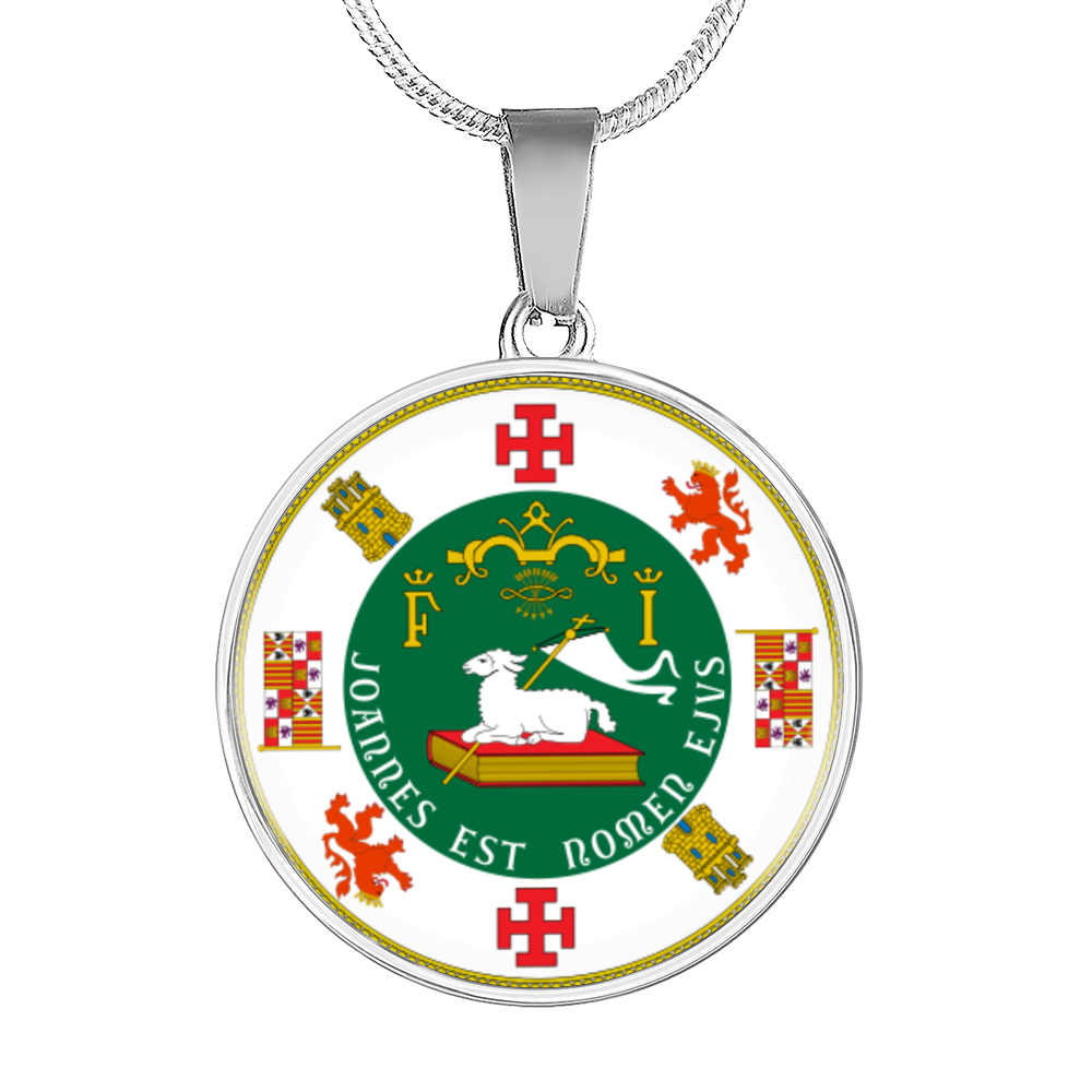 Puerto Rico State Seal Necklace Circle Pendant Stainless Steel or 18k Gold 18-22-Express Your Love Gifts