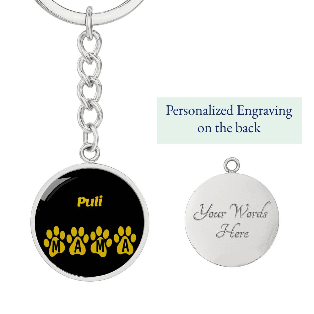 Puli Mama Circle Keychain Stainless Steel or 18k Gold Dog Mom Pendant-Express Your Love Gifts