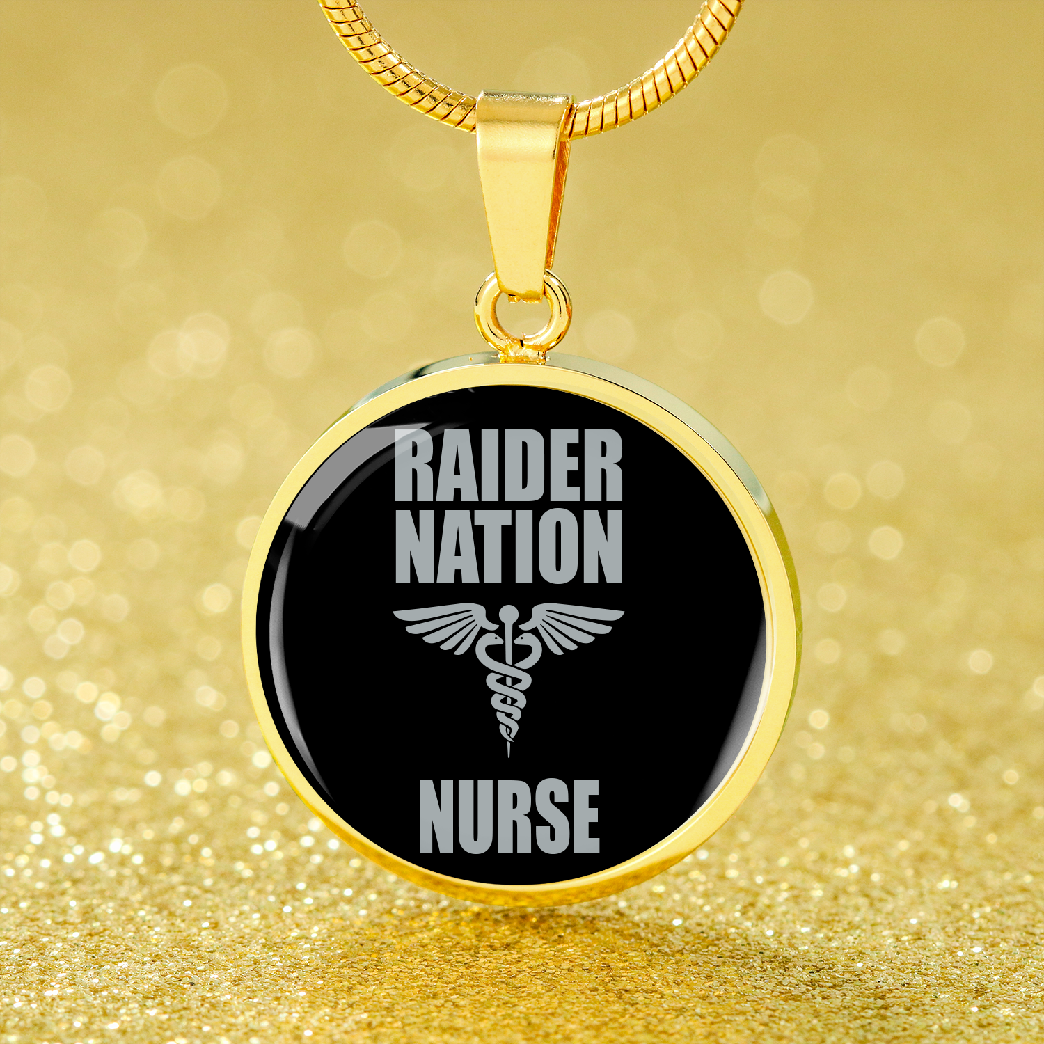 Raider Nurse Circle Necklace Stainless Steel or 18k Gold 18-22"-Express Your Love Gifts